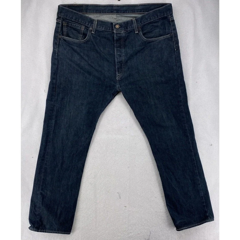 Levis 501 Original Fit Jeans Mens 38x30 Dark Wash Straight Leg 100% Cotton Blue